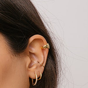 Gold Earring Cuff, Minimal Earrings Stack, Dainty No Piercing Ear Cuff, Cartilage Earrings