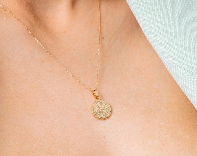 Mini Coin Necklace, Gold Vintage Necklace, Pendant Necklace, Minimal Jewelry, Coin Charm Necklace