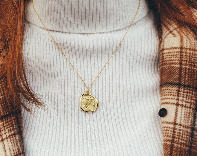 Gold Wax Seal Necklace Minimal 14K Gold Sterling Silver Etsy Canada