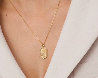 Gold Geometric Necklace, Hexagonal Necklace, Everyday Dainty Jewelry, Pendant Layering Necklace, Minimalist Boho Necklace