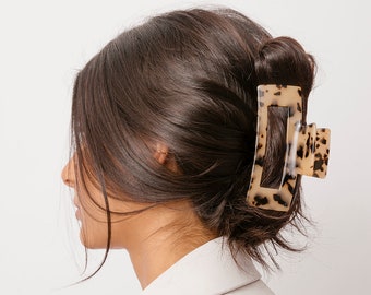 Light Brown Rectangle Hair Claw Clip, Tortoise Hair Claw, Elegant Hair Claw Clip, Hair Accessory Clamp