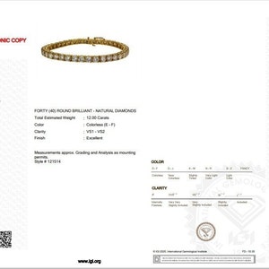 Ravishing 18k Yellow Gold Bracelet w/ 12 ct Natural Diamond IGI Certificate image 6