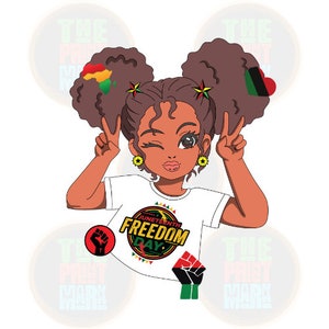 Zwarte cartoon meisje, png - Juneteenth