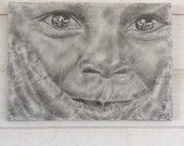 Painting paint child portrait original canvas 46 X 33 cm