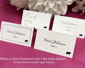 PRINTED Place Cards with Custom Fonts and Colors | Tented Cards | Free Meal Icons