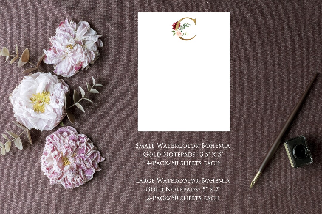 Floral Initial Personalized Notepads – Bohemia Gold, Tear-off - Etsy