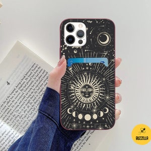 Moon phase card pocket case for iPhone 15 14 13 Mini iPhone 12 Pro Max iPhone 11 iPhone XS Max iPhone X cover iPhone XR Samsung S23 S22 bz38