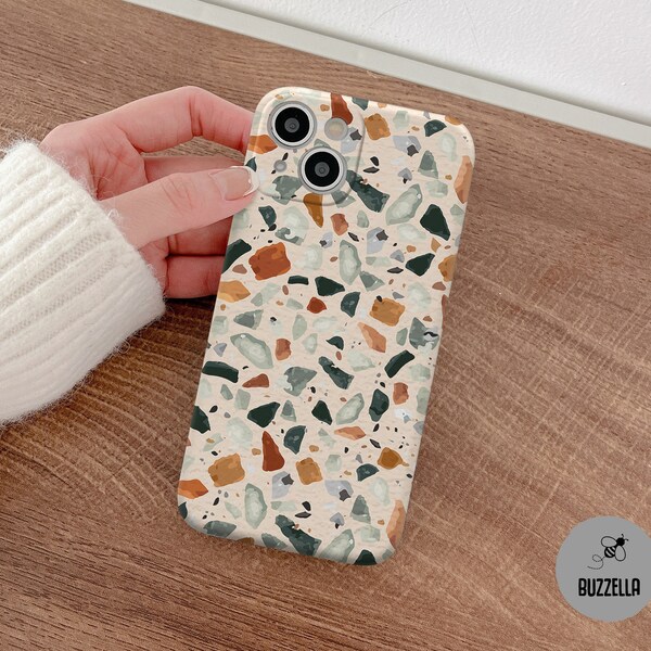 Pastel terrazzo phone camera cover case for iPhone 14 plus 13 pro max iPhone 12 lens protection iPhone 14 pro glossy marble case bz110-2