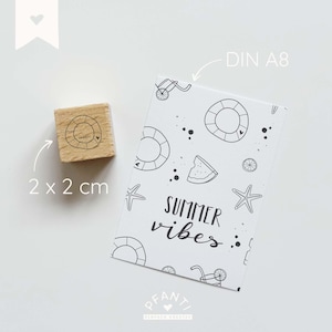 Timbro in legno salvagente - materassino - ombrellone - sedia a sdraio - timbro con motivo estivo - timbro fai da te per biglietti e bullet journal