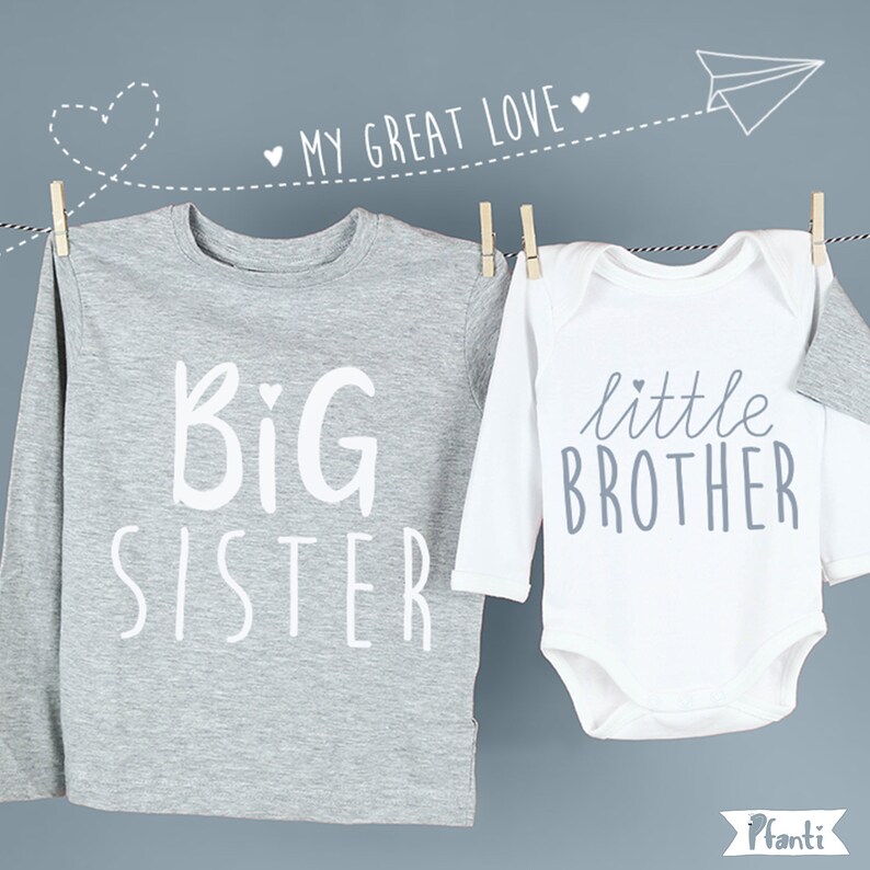 Bügelbild DIY große Schwester und kleiner Bruder Etsy