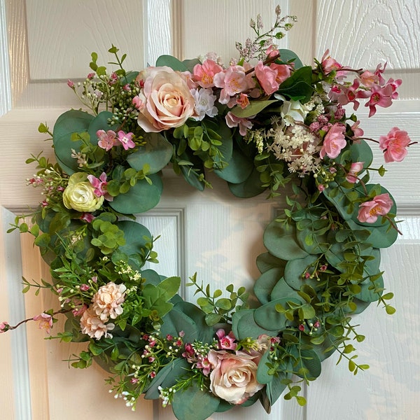 Spring floral door wreath
