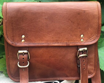 Rustic messenger bag, stylish iPad-size leather man bag, stylish 11” leather purse, women’s leather crossbody bag, fairtrade ipad carrier