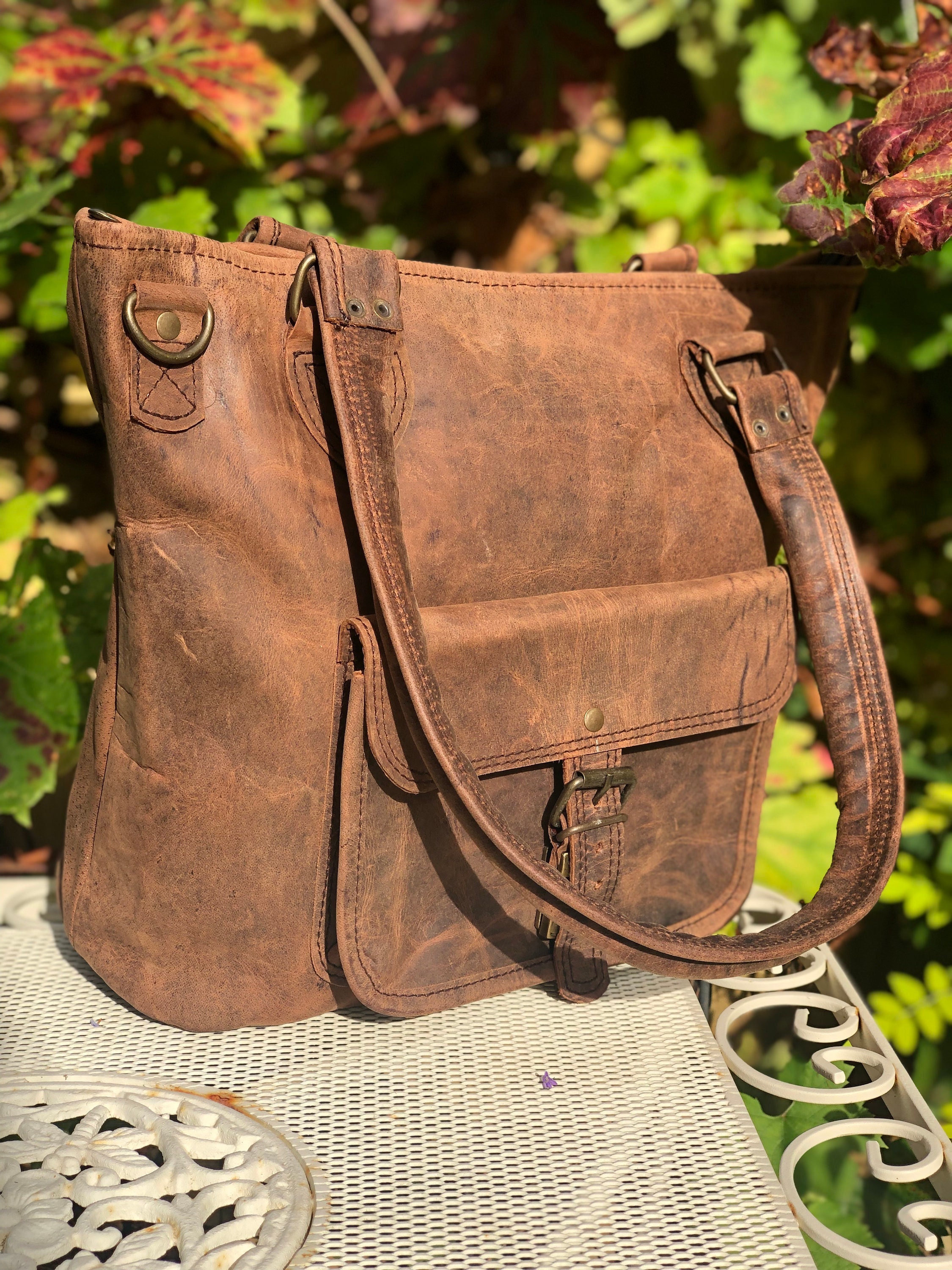 rustic leather purse