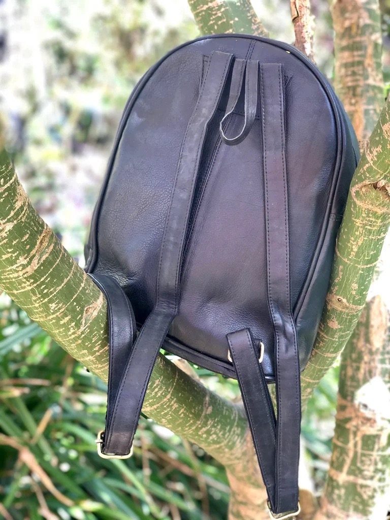 Small Black Leather Backpack Mothers Day Backpack Gift for Her Light Weight Rucksack Fairtrade Bag Buffalo Leather Travel Backpack Etsy