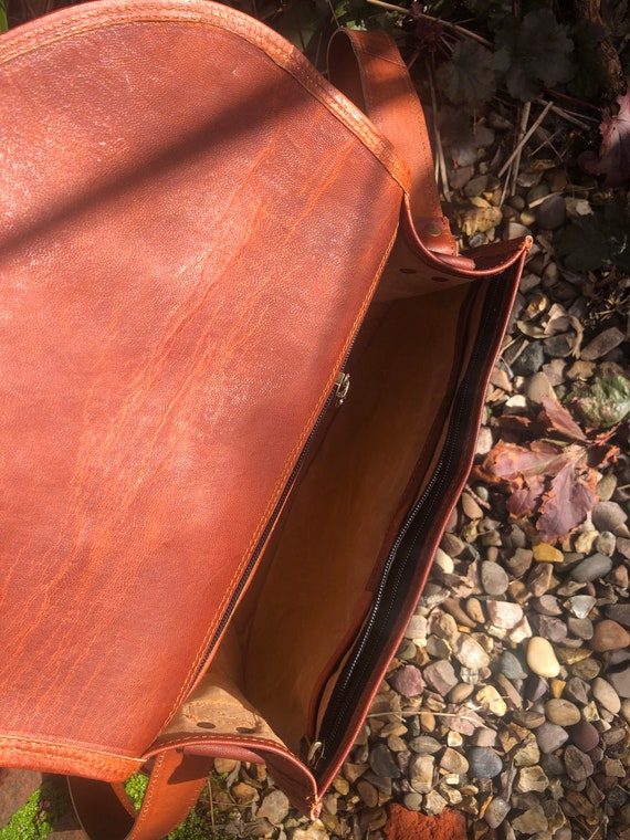 Vintage style Leather Saddle Bag 70s Style Saddle Bag Large Real