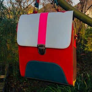 Bolso colorido único y peculiar, bolso de cuero reciclado, cero