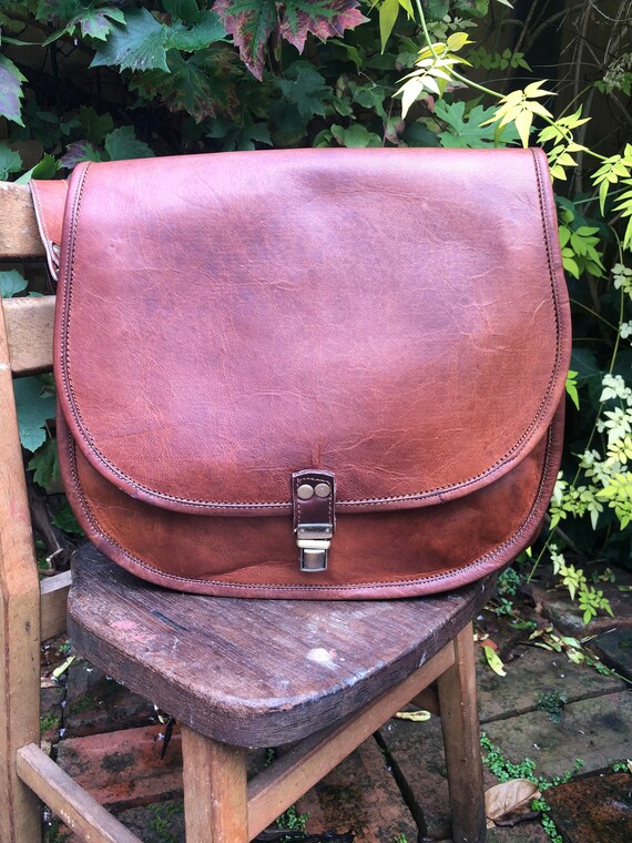 Large Brown Leather Saddle Bag Traditional Leather Saddle Retro