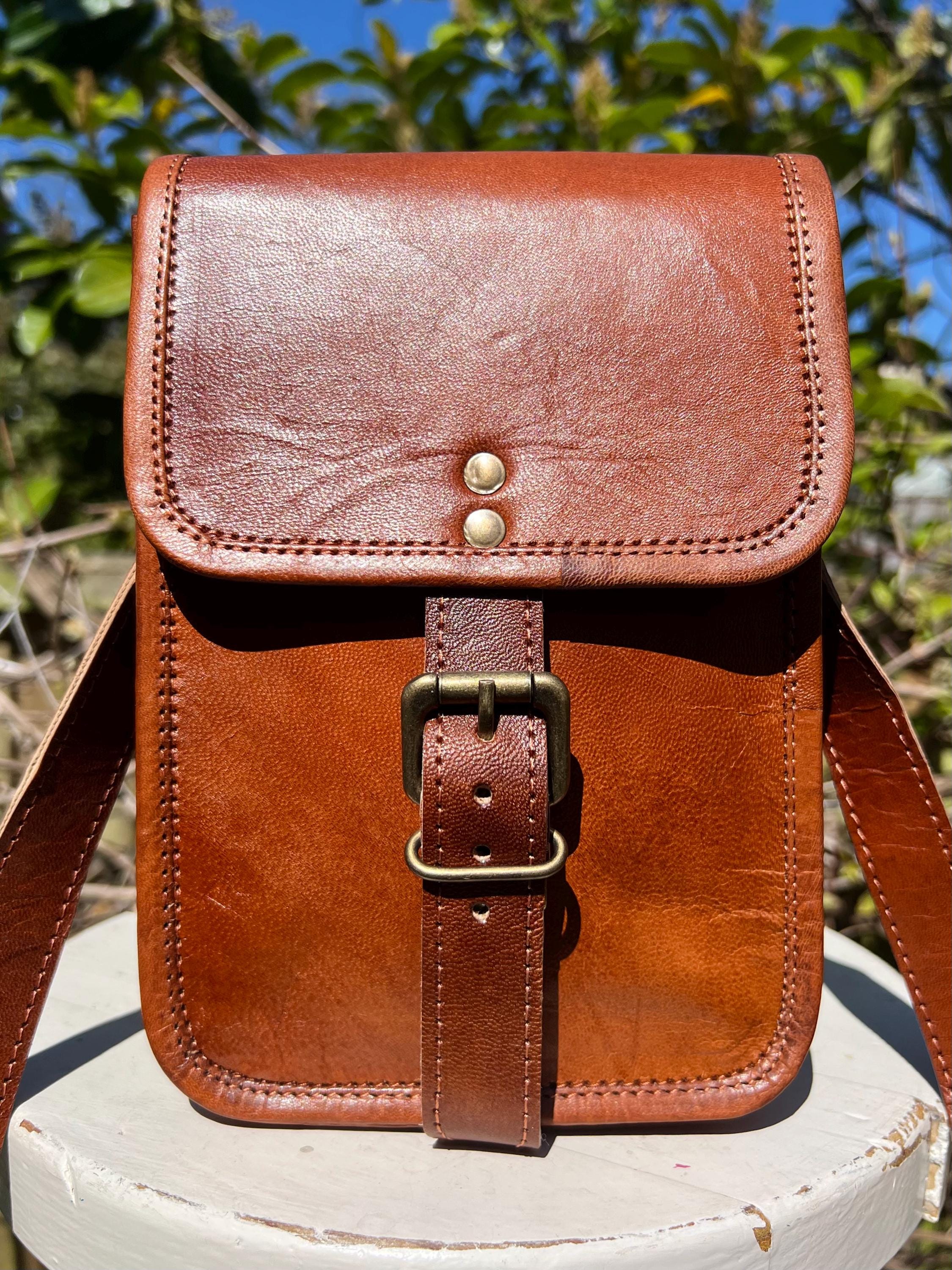 バッグ DEAL DESIGN real leather shoulder bag 8x6” Brown Leather Shoulder Bag, Handmade Real Leather Manbag, EDC