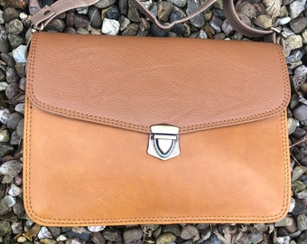 Mother’s Day leather bag, colourblock messenger, sustainable leather handbag, unique purse, zerowaste recycled leather, ethically made