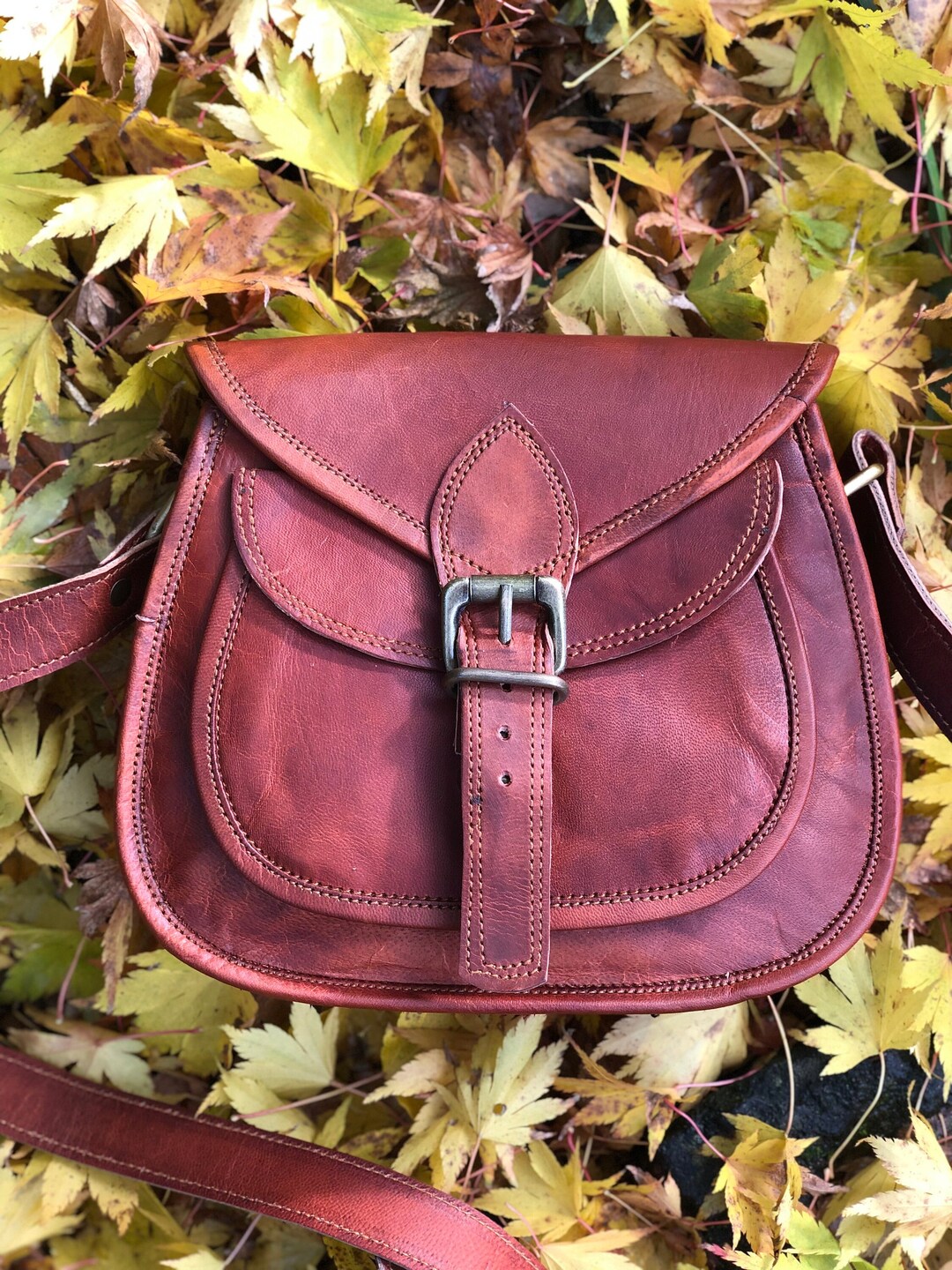 Small Saddle Bag, Traditional Leather Saddle Bag, 70s Inspired Leather