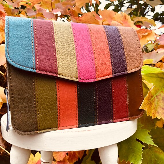Leather rainbow bag sale