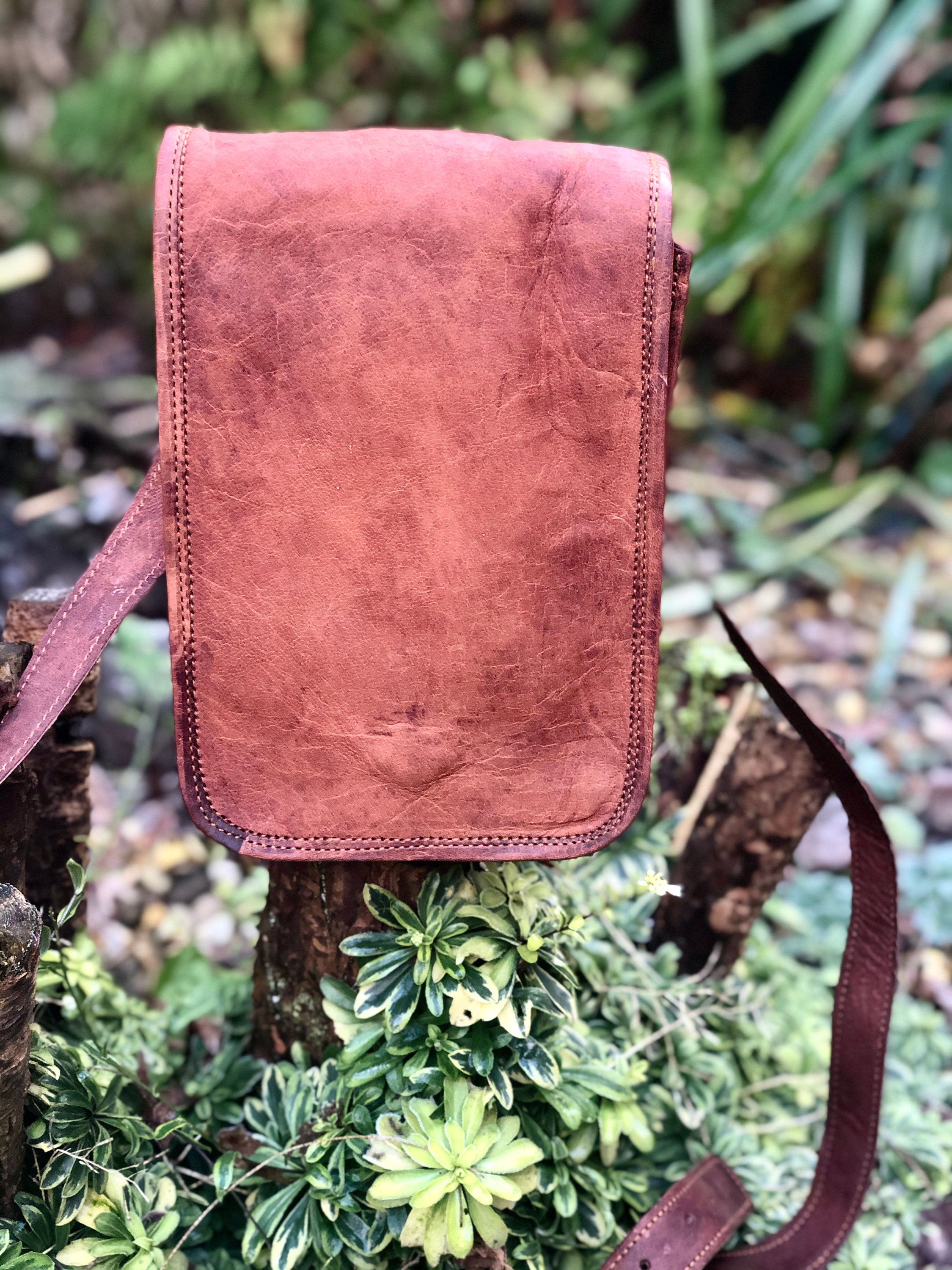 Real leather bag for men 8x6 plain messenger bag crossbody Etsy