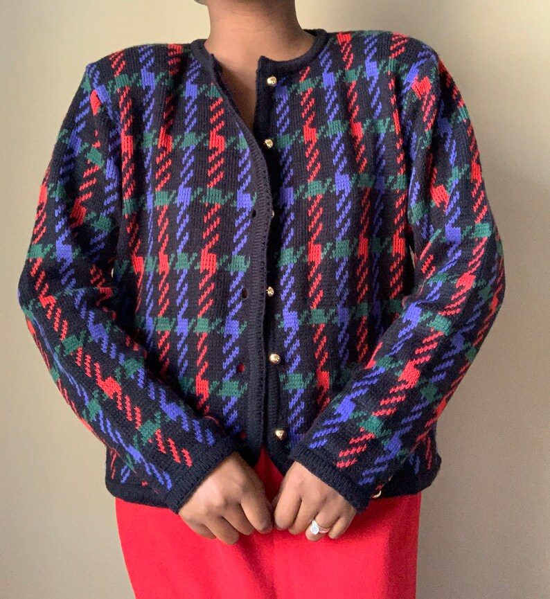 women\u2019s vintage houndstooth cardigan