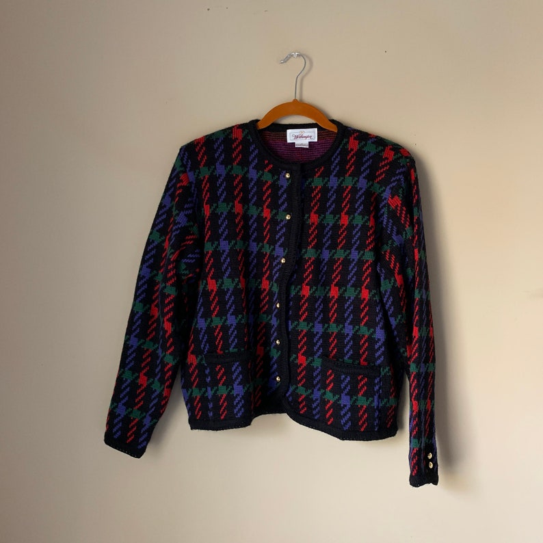 women\u2019s vintage houndstooth cardigan