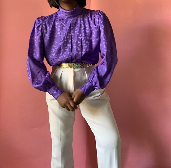 Vintage Satin Mock Neck Blouse