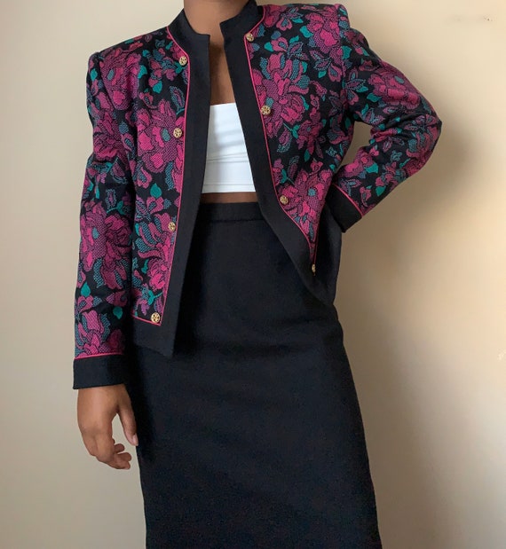 Women's Vintage Two-Piece Floral Skirt Set Size 10