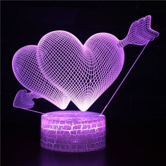 Download Double Hearts 3d Illusion Acrylic Led Lamp This Cnc Files Etsy