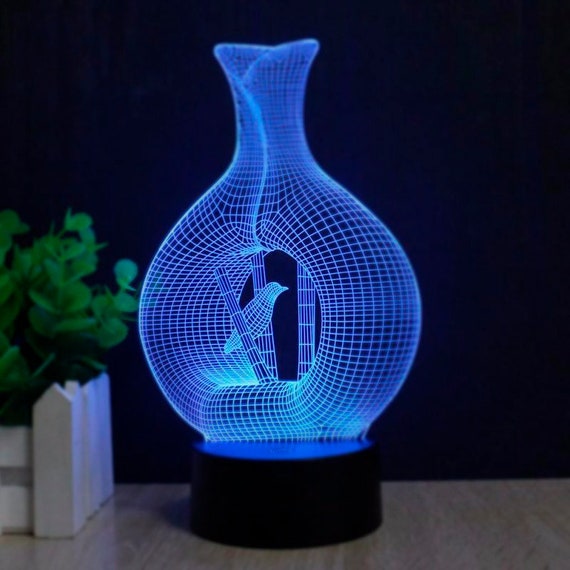 Download Vase 3d Illusion Acrylic Led Lamp This Cnc Files Dxf Cdr Etsy
