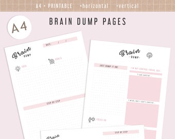 A4 Brain Dump Inserts Printable Planner Pages | Perfect for Digital Planner as GoodNotes | For Highly Sensitive | workbook | mental dump