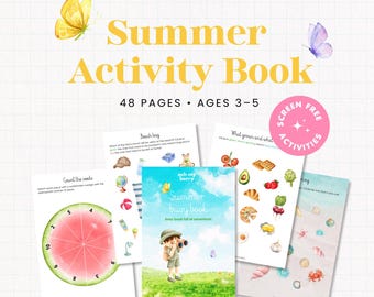 Activiteitenpakket voor de zomer voor peuters en kleuters, printbaar werkboek voor peuters (pdf), zomeractiviteiten voor kinderen, printbaar materiaal voor thuisonderwijs