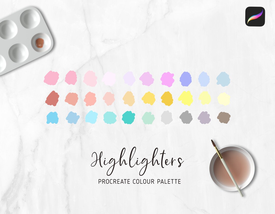 PROCREATE Color Palette Highlighters Colours iPad Instant Download