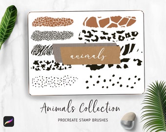 PROCREATE Animal Pattern Borstels | Wild Dieren Voetafdruk borstelset | Giraf, Panter Print, Dalmatiërs | Stempel Borstels Procreate pack