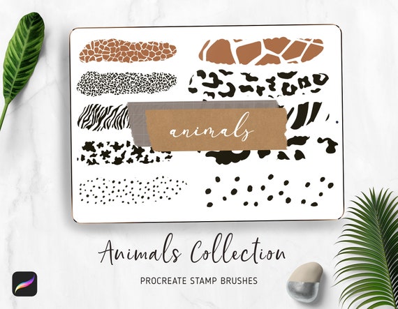 PROCREATE Animal Pattern Brushes | Wild Animals Footprint brushset | Giraffe, Panther Print, Dalmatians | Stamp Brushes Procreate pack