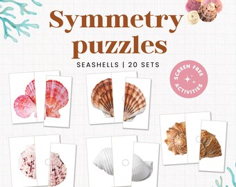 Puzzels met schelpjes voor peuters (printbaar) | Puzzelactiviteit met 2 stukjes | Educatief spel over de oceaan voor kleuters | Zomerse leeractiviteit