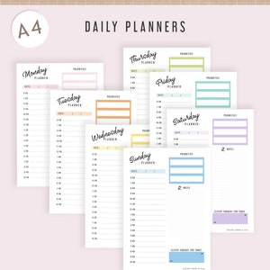 Printable Daily Planner Hour by Hour, A4, Pdfs, One Day on 1 Page ...