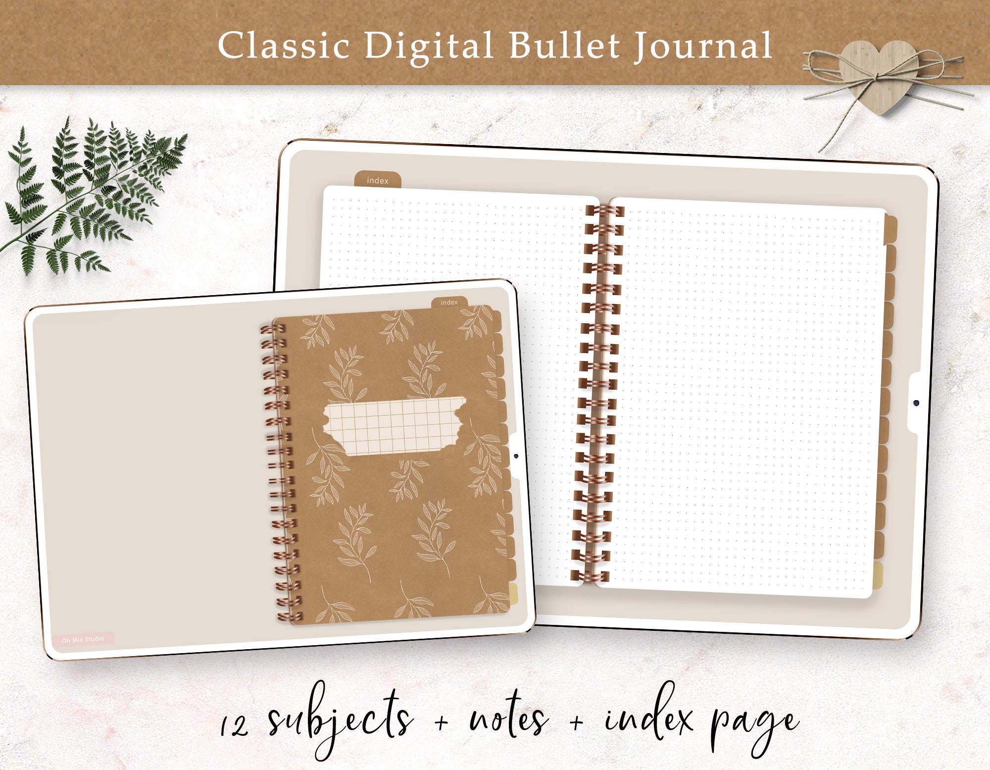 Classic Digital Bullet Journal 12 Subject Notes Dot Grid Etsy Ireland