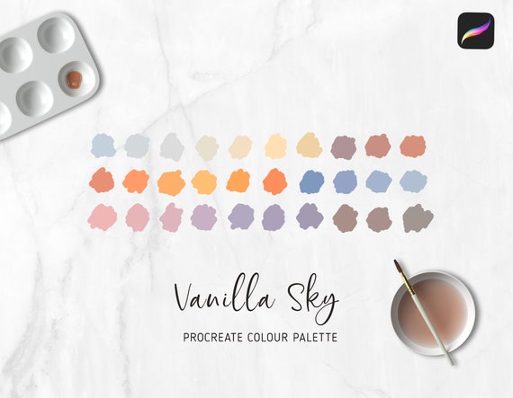 PROCREATE Color Palette Perfect Vanilla Sky Tones, Clods Colours.
