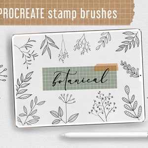 12 Botanical PROCREATE Decorative Stamp Brushes. Digital Brushes for ...