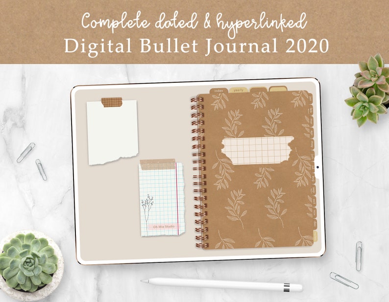 Digital Bullet Journal Planner 2020  Dated and hyperlinked  image 0