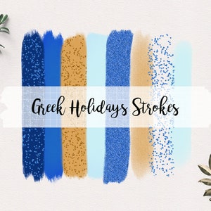 Penseelstreken Griekse feestdagen | Elegante clip art | Santorini geïnspireerd beroertes | Perfect voor logo en website element zomertijd zand beroerte