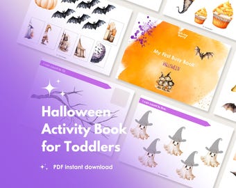 Halloween-activiteitenboek voor peuters | Afdrukbare educatieve werkbladen voor kinderen 1.5-3 | Schaduwmatching, tellen, sorteren | Val
