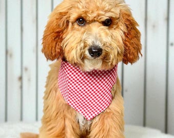 Bandanas para perros, bandana roja de cuadros vichy, bandana con lazo, bandana para gatos, bandana a presión, bandana para el cuello, bandana roja a cuadros para perros