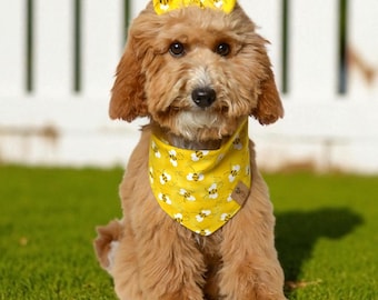Bandana para perros, Bandana de abejas, Bandana para perros con lazo, Bandana para gatos, Bandana de tela, Bandana amarilla para perros, Bandana para sobre el collar