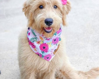 Dog Bandanas, Bali Dog Bandana, Tie Dog Bandana, Cat Bandana, Snap On Bandana, Over the Collar Bandana,  Floral Dog Bandana, dog scarf