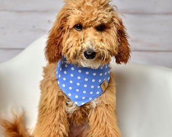 Dog Bandana, Blue Dot Dog Bandana, Snaps Dog Bandana, Cat Bandana, Tie on Dog Bandana, Polka Dot Bandana, Over the Collar Dog Bandana