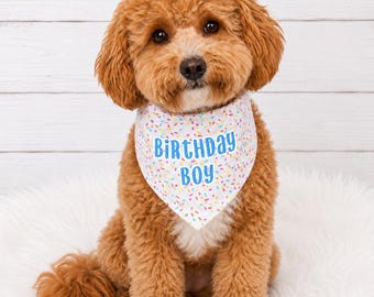 Personalized Birthday Boy Dog Bandana, Boy Dog Birthday Bandana, Custom Pet Bandana, Snap On Dog Bandana, Tie On Dog Bandana, Puppy Gift